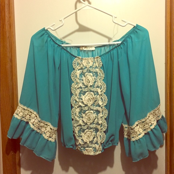 Miin Tops - SOLD on Mercari NWOT Turquoise Sheer Top - Small